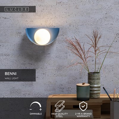 Lucide BENNI - Wall light - 1xG9 - Blue